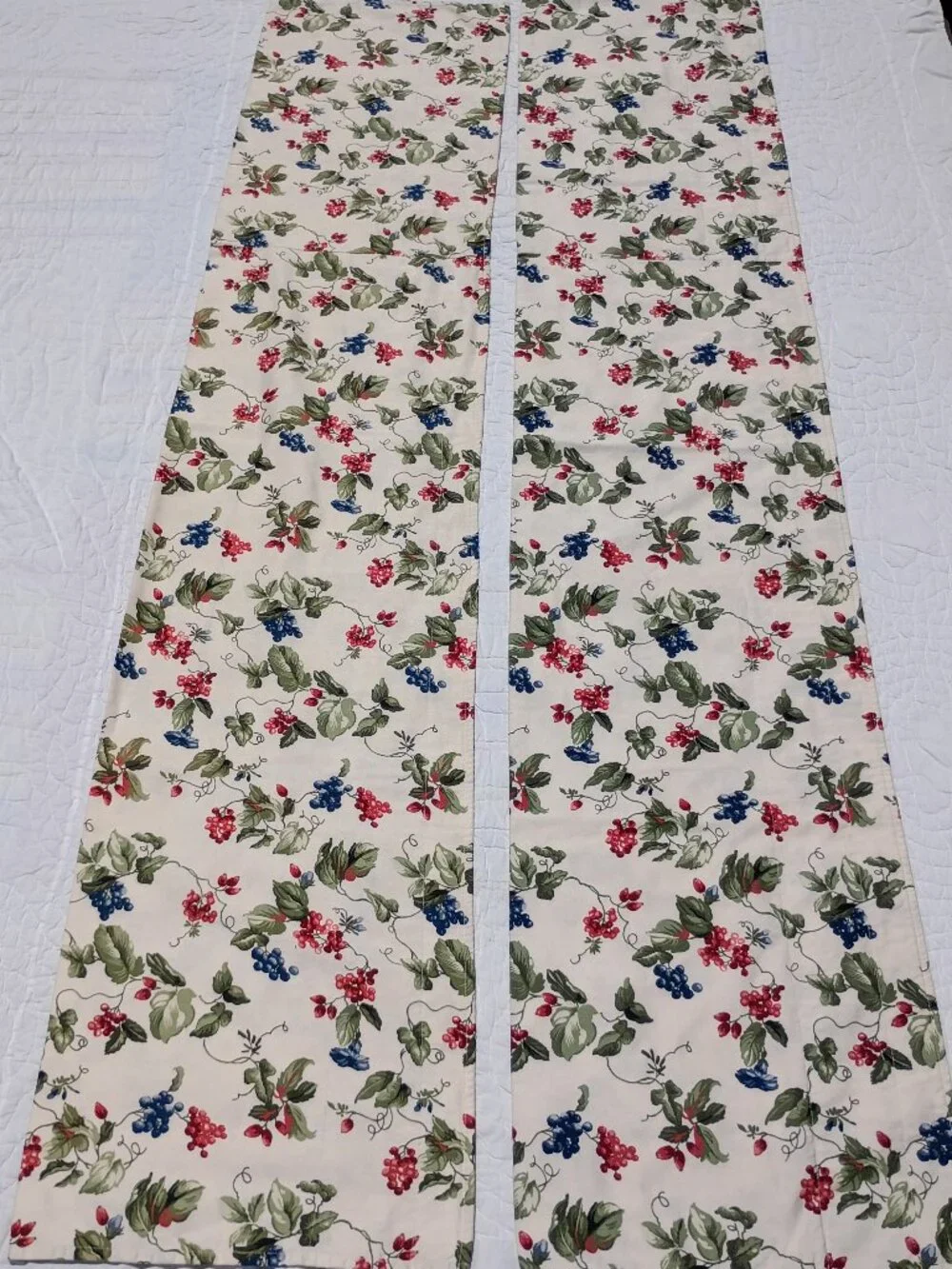 Pair of Vintage Waverly Pleasant Valley Curtain Valances Set of 2 Grapes Country